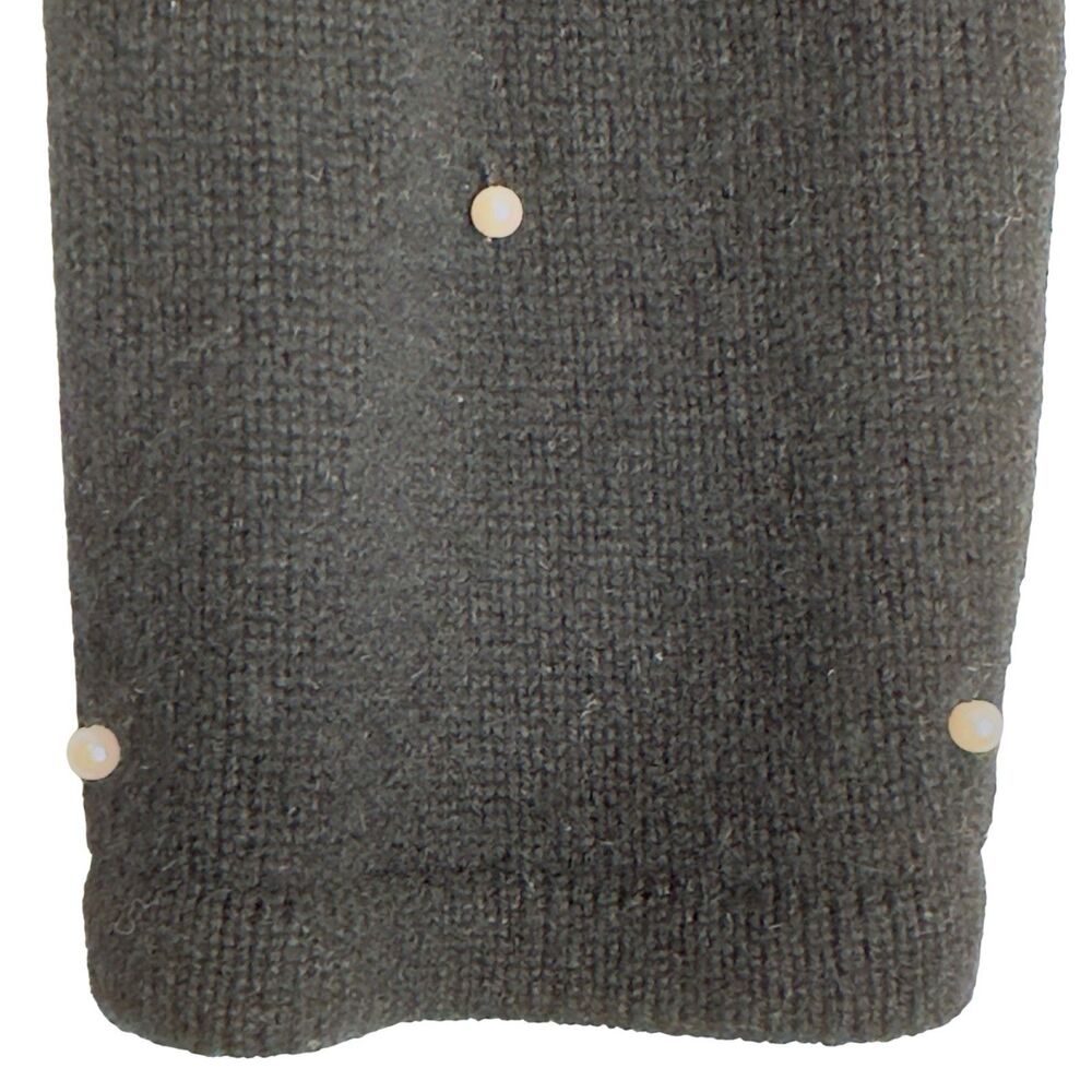 Vintage Jones NY Pearl Beaded Cardigan Sz Petite Small Black Wool Blend Coquette - Picture 6 of 12